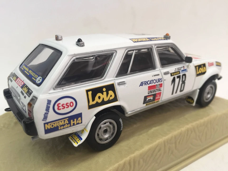 Peugeot 504 Dangel Verney Thatcher 1982 Dakar 1:43 auto metallo Norev Diecast - Immagine 2 di 3