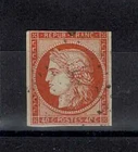 FRANCE STAMP YVERT 5 SCOTT # 7 " CERES 40c ORANGE 1850 " USED F SIGNED  A048