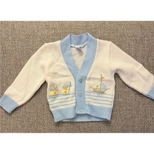 Vintage 90's Babycrest Ducky Embroidered Knit V-neck Cottagecore Cardigan 18M