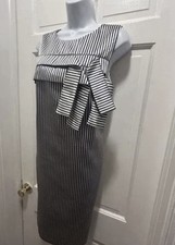 Banana Republic Women’s Navy Striped Sleeveless Pleated Sheath Dress 10 Medium