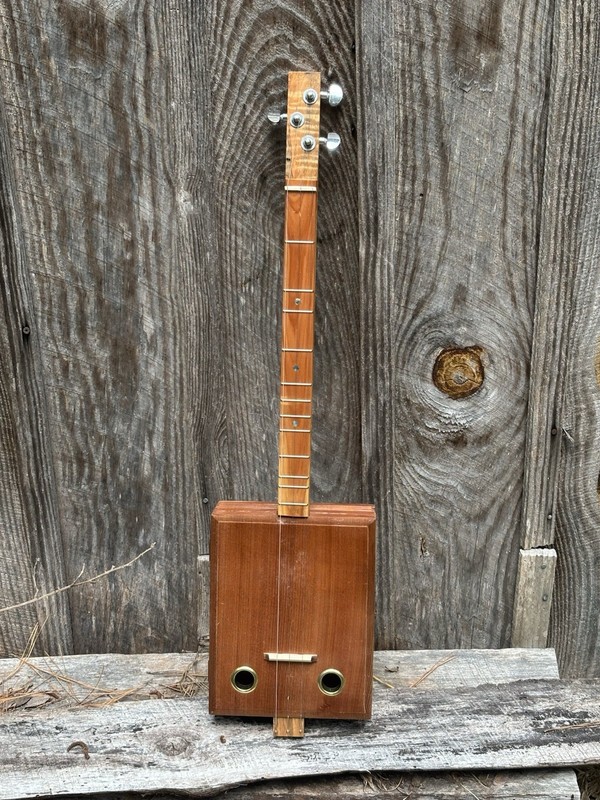 Handmade 3-String Cigar Box Guitar Burton Instruments | Curly Maple Neck