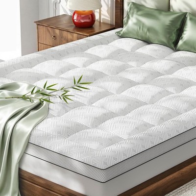 3'' Thick Twin Mattress Topper, Soft Pillow Top, Bamboo Cover, Memory Foam Bed Pa