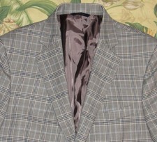 BROOKS BROTHERS Regent Grey Blue Plaid Lambswool Blazer Jacket 42R