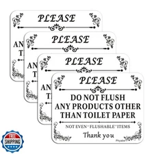 Phyabe 4 PCS Do Not Flush Any Products Other Than Toilet Paper Sign, 5” x 4” 