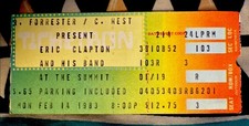 ERIC CLAPTON AND HIS BAND - FEB 14, 1983 - AT THE SUMMIT - TICKET