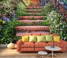 3D Staircase Flower K589 Wallpaper Mural Self...