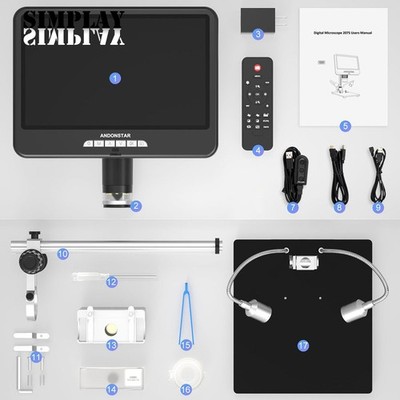 Andonstar AD207S-10Pro 10''Screen Digital Microscope for Electronics Soldering