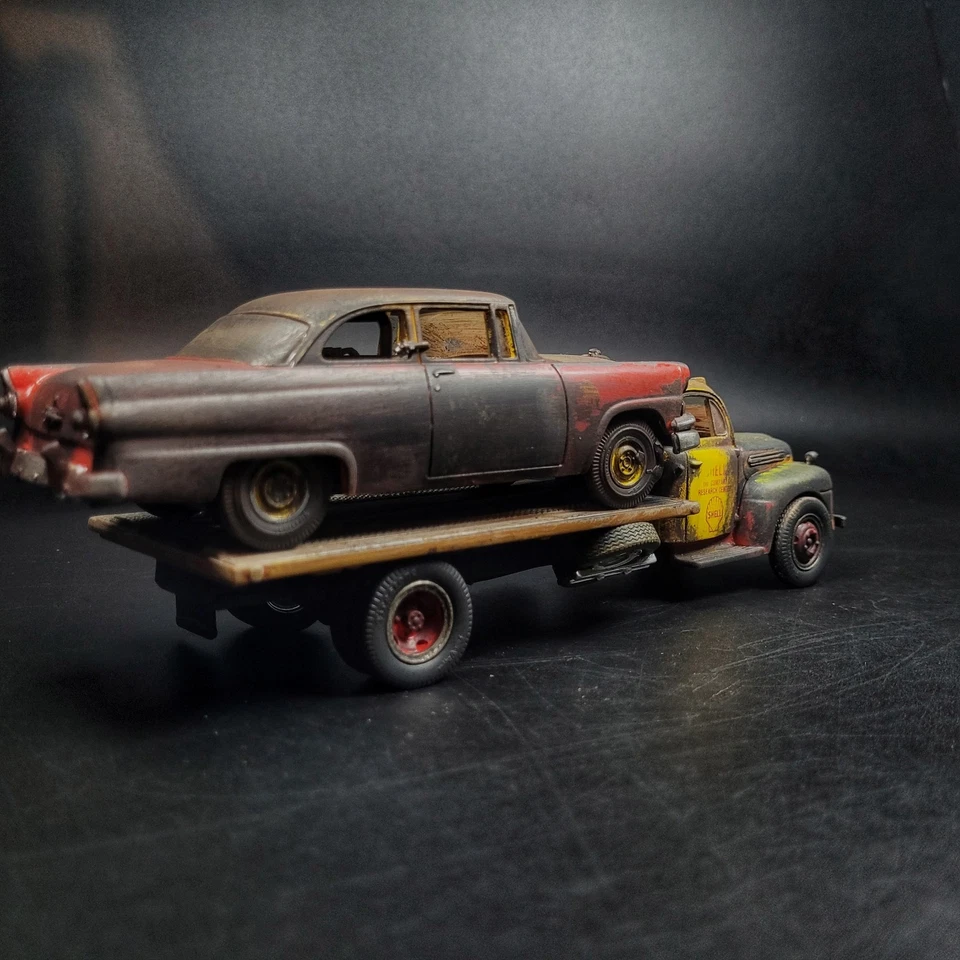 1:34 Weathered Junkyard  Rusty Ford 1956 Stock Car & 1951 F-6 Flatbed Truck 1:34 - Image 4 of 4