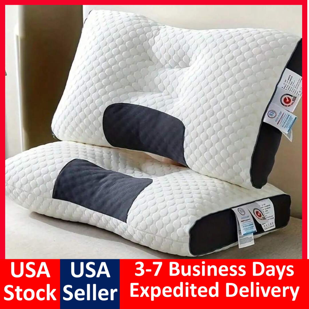 2 PCS Ergonomic Neck Pillow Massage Adjustable Soft Sleeping