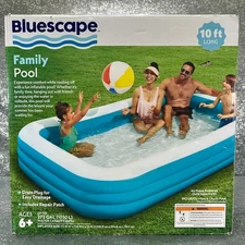 Bluescape Family Inflatable Pool 10FT Rectangle Above Ground 277 Gal Ages 6+ New