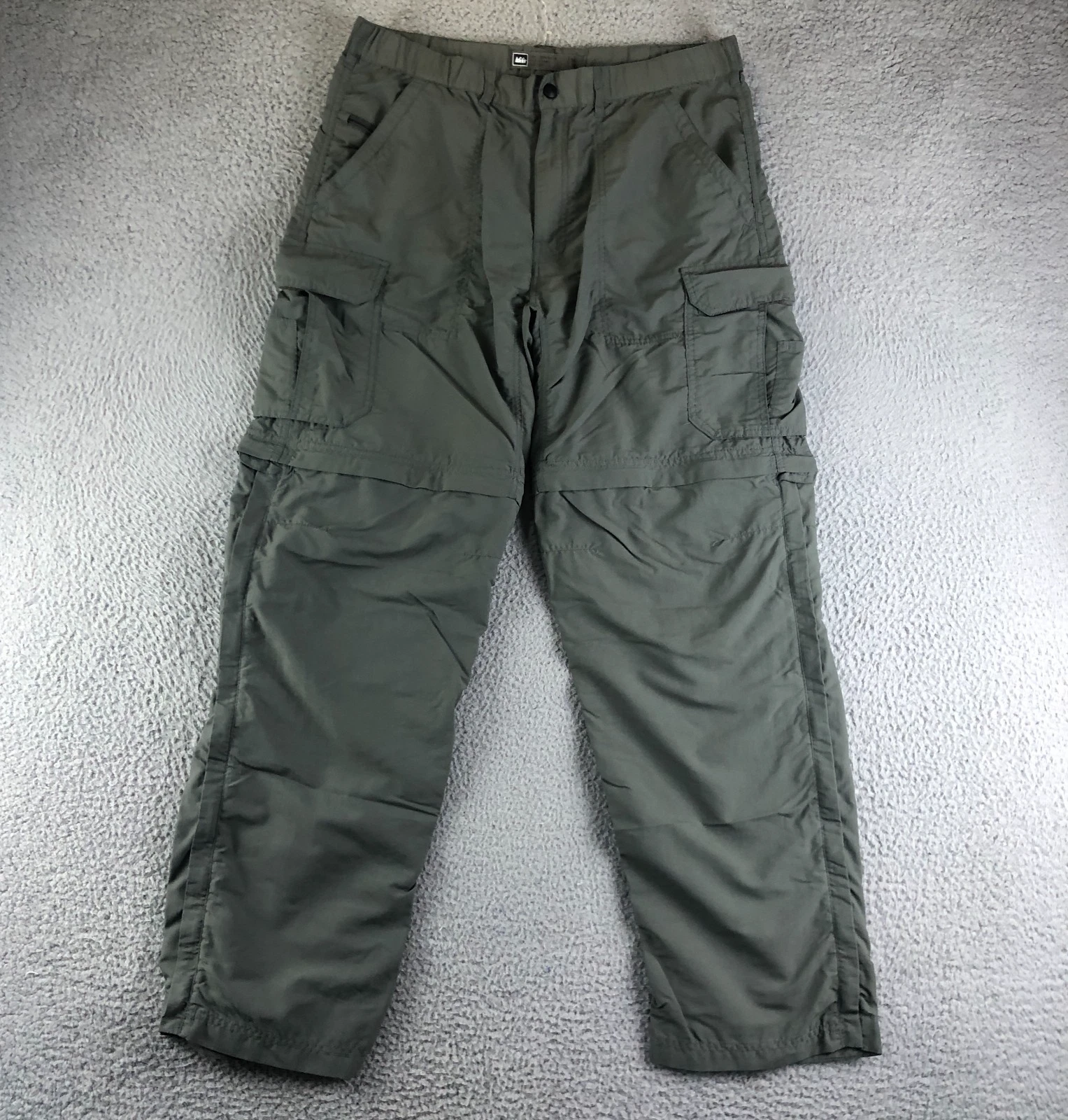REI C0-OP Sahara Convertible Pants Men 34x31 (Tag M-32L) Green Cargo Read*