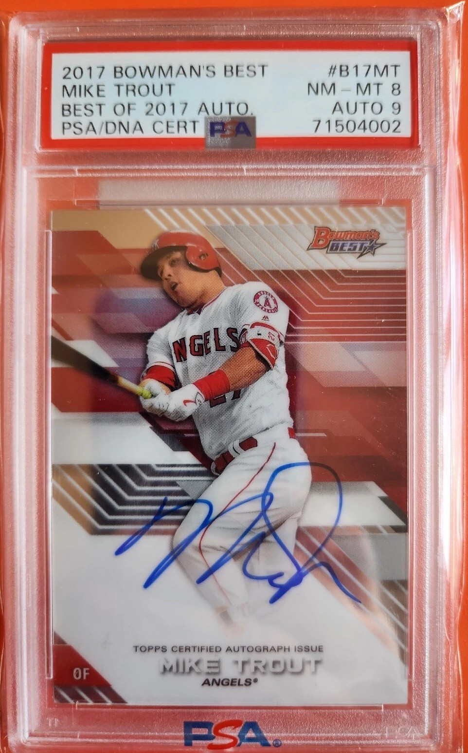 2017 BOWMANS BEST MIKE TROUT BEST OF AUTOGRAPH #B17-MT PSA 8 / 9 AUTO NM-MT view 1