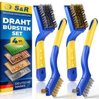 S&R DrahtbüRsten Set 4-Tlg, Edelstahl StahlbüRste, MessingbüRste DrahtbüRste