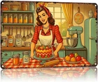 Vintage Metal Wall Sign Retro Kitchen Baking Scene Aluminum Wall Decor 8X12Inch