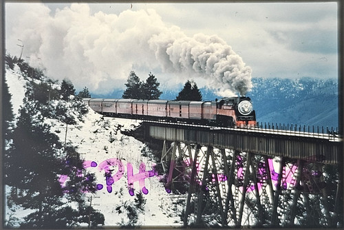 ZL-1500 SP X4449 Daylight Crossing Picturesque Mt Shasta Trestle Snow Steam 1991