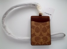 Coach Women's ID Lanyard Signature Canvas Card Case Tan/Brown/Gold CZ285 NWT