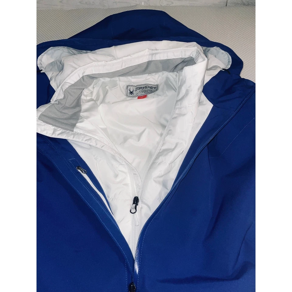 Spyder New Mega 3 in 1 Jacket Men XL Blue White Ski Snowboard Waterproof Hooded - Image 4 of 4
