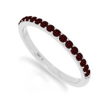 925 Sterling Silver Round 0.4 Ctw Red Garnet Gemstone Eternity Women Ring