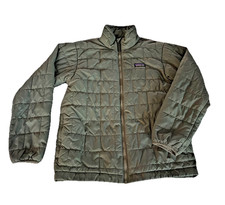 Patagonia Nano Puff Jacket Kids L Hemlock Green Brick Quilt Long Sleeve Full Zip