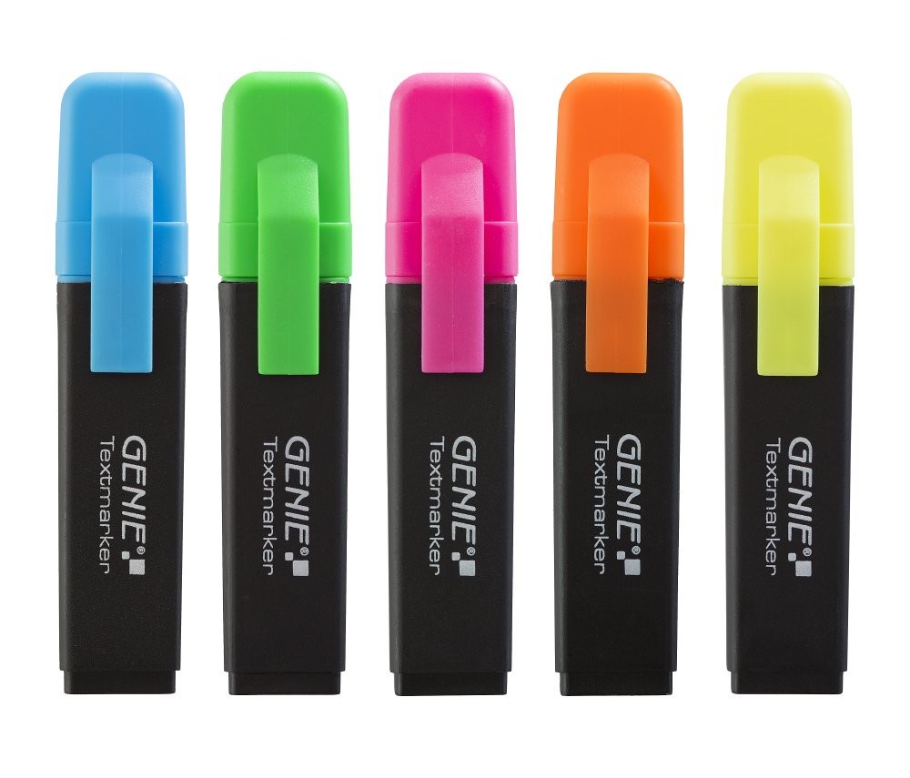 Genie Highlighters with Chisel Tip Fluorescent Yellow 5er Pack 3390₽