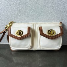 Vintage Y2K COACH Legacy Satin Wristlet Turlock Purse Leather Trim Mini Bag