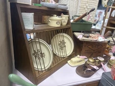 Vintage Handmade Wood Plate Rack/ Shelf