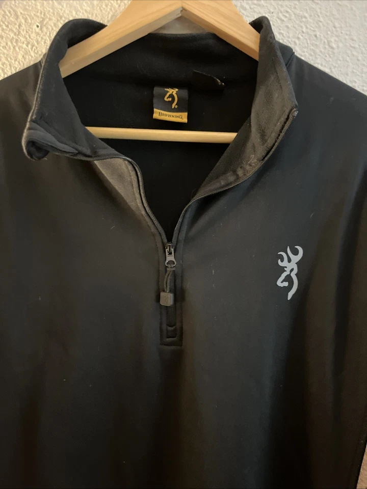Browning Black 1/4 Zip Pullover, Camo Detail, Men’s Medium Long Sleeve - Image 2 of 4