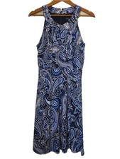 Tommy Hilfiger Dress Womens 10 Blue Paisley Maxi Sundress Strappy Lined Zip