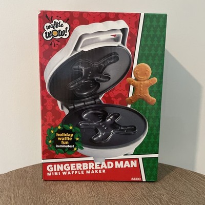 New Waffle Wow! Gingerbread Man Mini Waffle Maker, Christmas Holiday