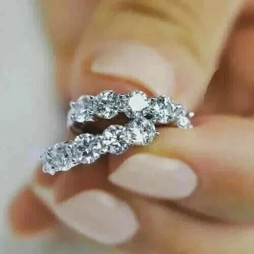 2CT Round Cut Lab Created Diamond Huggie Hoop Earrings 14k White Gold Plated - Image 2 of 3