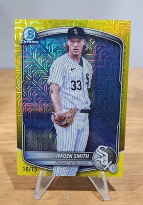 2025 Bowman - Chrome Prospects Hagen Smith #BCP-44 Yellow Mojo Refractor /75