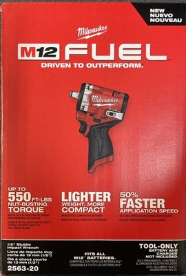Milwaukee 2563-20 M12 Fuel 1/2 Stubby Impact Wrench New