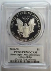 2016 W Proof Lettered Edge American Silver Eagle 1 oz Coin PR70 PCGS Premier