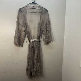 Avidlove Lace Kimono Robe Sexy Lingerie Mesh Nightgown Cover Up Tan Fairycore