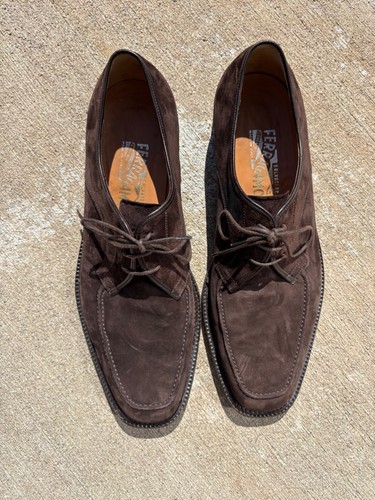 SALVATORE FERRAGAMO WILDLEDER OXFORDS/SCHNÜRSCHUHE HERREN GRÖSSE 10,5 D - Bild 6 von 10
