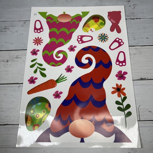 NEW Gnome Easter Bunny Window Clings Easter Egg Window Clings Reusable 13 Sheets - Picture 16 of 18