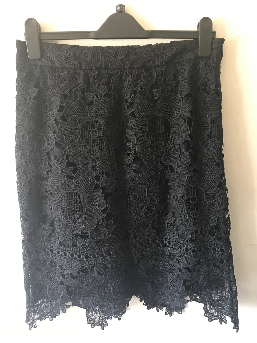 Ladies Black Crochet Lace Pencil Skirt By Soon At Matalan Size 12