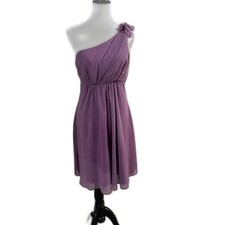 David's Bridal Dress One Shoulder Purple Prom Formal Party Bridesmaid Chiffon 10