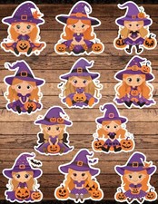 Cute Halloween Witch Die Cut Vinyl Stickers Scrapbooking Laptop Waterbottle