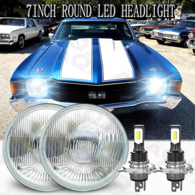 7'' inch Led Round Headlight DOT HI-LO For Chevy Chevelle SS 1971 - 1973