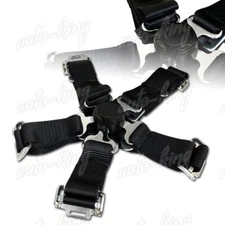 JDM 2" Durable Nylon 5-Point Cam Lock Safety Harness Seat Belt Black X1