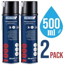 2x DINITROL 1000 Car Underbody Clear Corrosion Cavity Protection 500ml SPRAY Can
