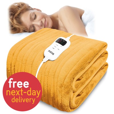 Purus Electric Blanket Heated Throw Ochre Yellow Gold | eBay