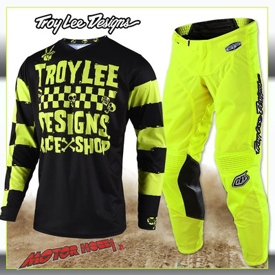 COMPLETO CROSS ENDURO TROY LEE DESIGNS GP AIR MONO FLO YELLOW 2019 TAGLIA M  - 32 | eBay