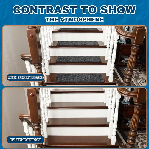 Durable Handmade Stripe Stair Mats - Non-Slip & Machine Washable, 15 Pcs - Picture 9 of 11
