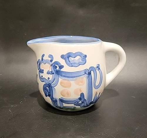 M A Hadley Cow Creamer Syrup Pitcher Art Pottery Hand Painted 3 1/4"