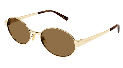 Saint Laurent SL 692 004 Gold Oval Sunglasses Unisex New  display picture 3