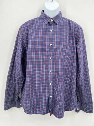 UNTUCKit Blue Plaid Wrinkle Free Button Up Dress Shirt Men's Size Large Cotton - Picture 2 of 12
