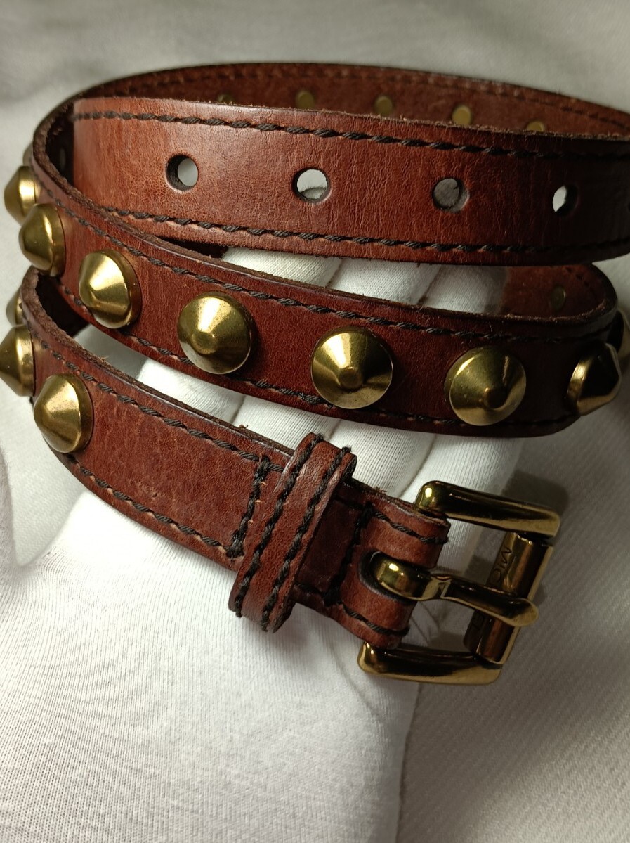 Michael Kors 553411 Brass Studded Full Grain Brown Genuine Michael Kors 553411 Brass Studded Full Grain Brown Genuine