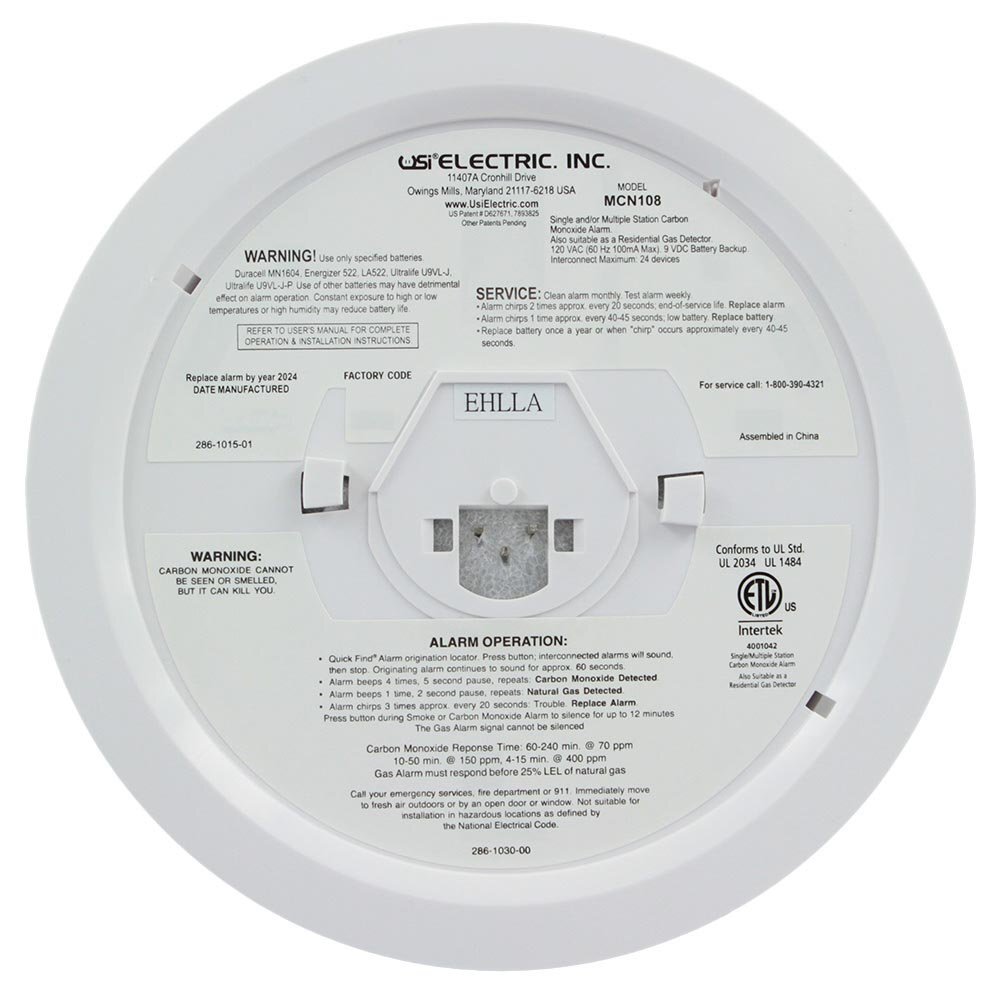 USI Electric MCN108 Hardwired 2in1 Carbon Monoxide & Natural Gas
